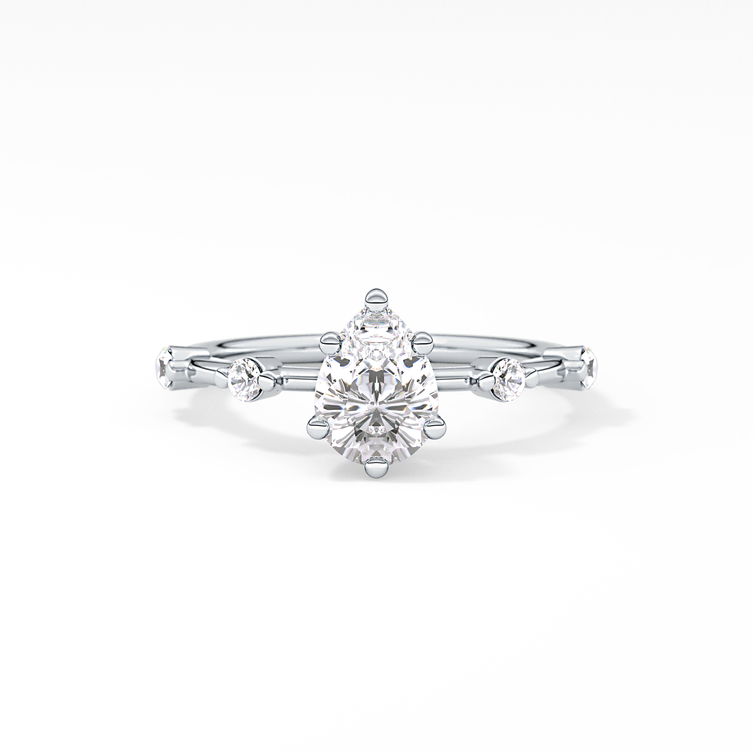 Pear Dainty Pave Lab Grown Diamond Engagement Ring
