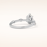 0.88 CT Pear Shaped Dainty Pave Moissanite Engagement Ring