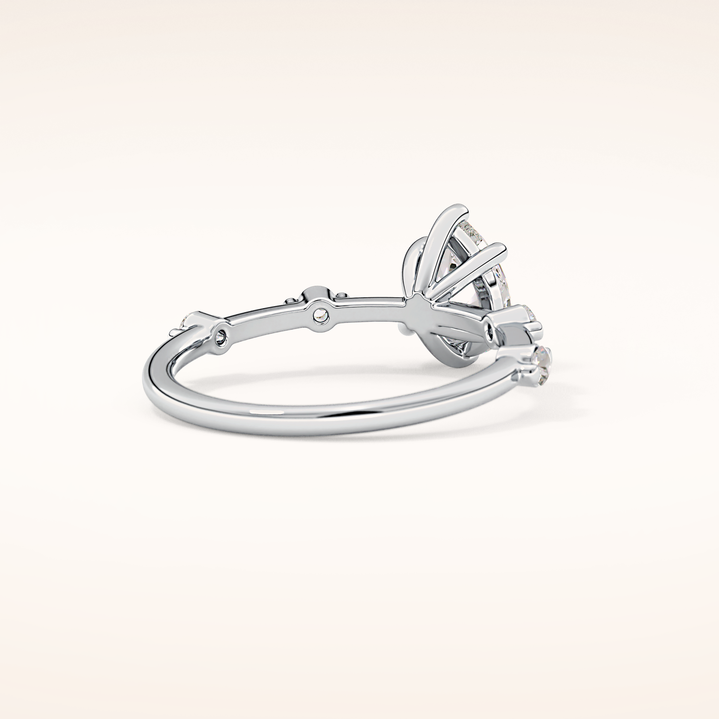 0.88 CT Pear Shaped Dainty Pave Moissanite Engagement Ring