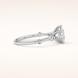 0.88 CT Pear Shaped Dainty Pave Moissanite Engagement Ring