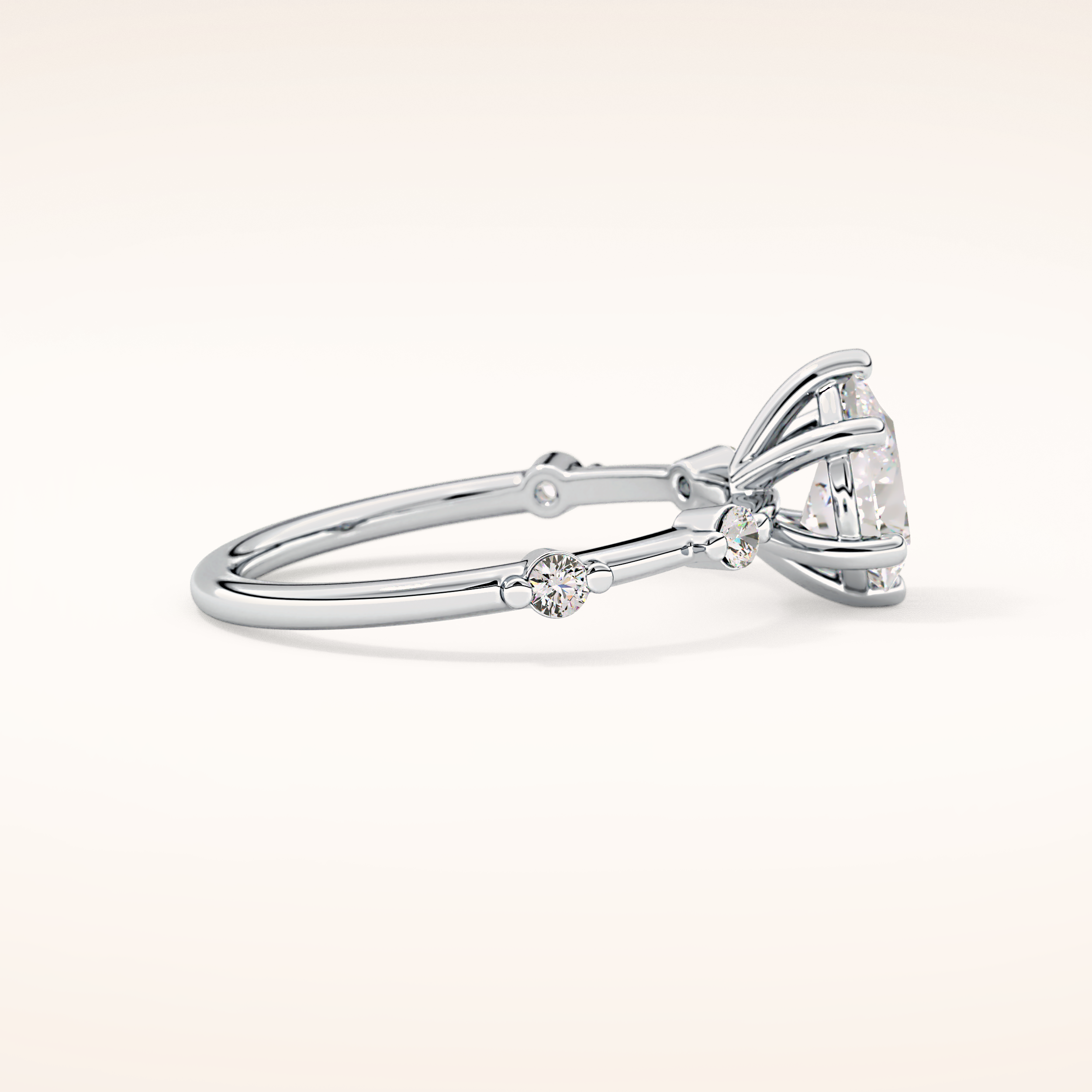 0.88 CT Pear Shaped Dainty Pave Moissanite Engagement Ring