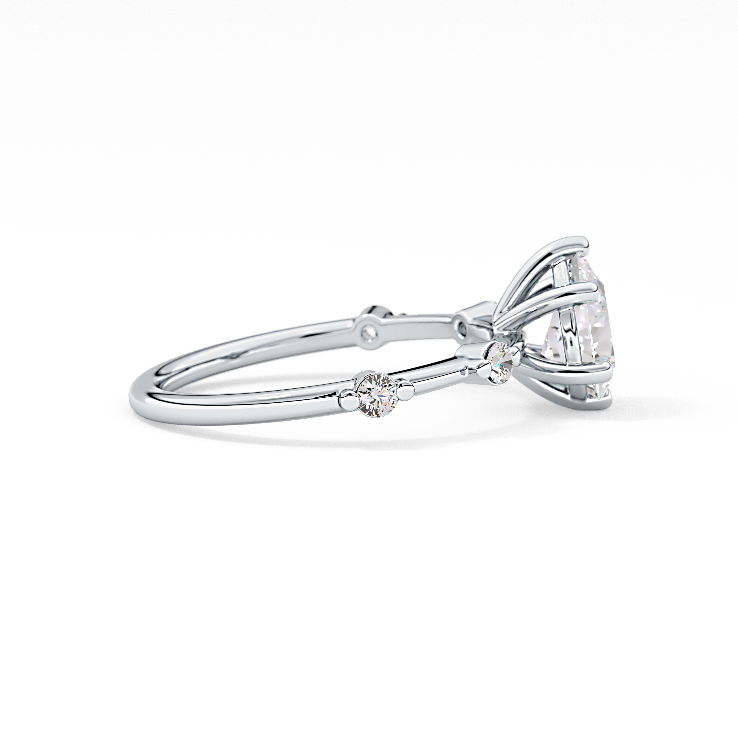 Pear Dainty Pave Lab Grown Diamond Engagement Ring