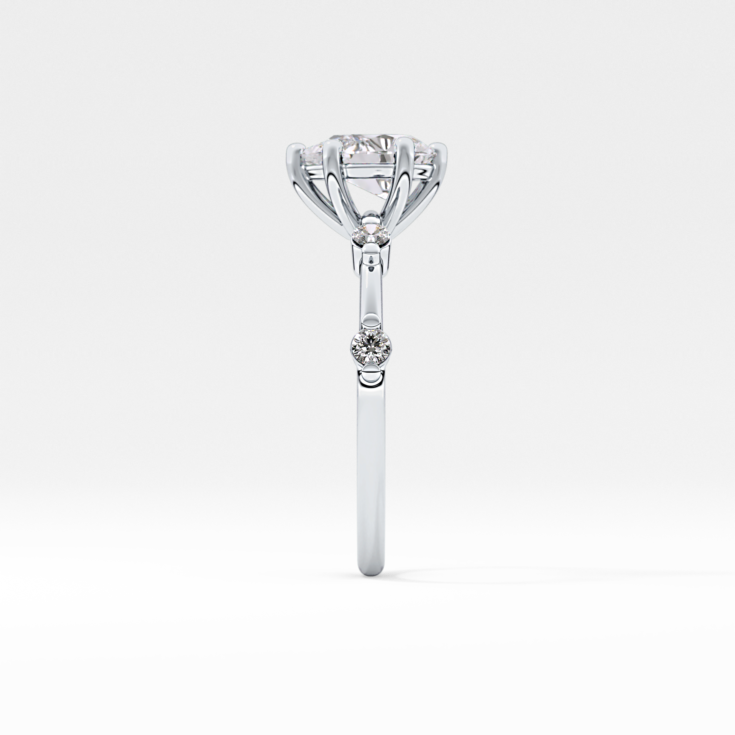 Pear Dainty Pave Lab Grown Diamond Engagement Ring