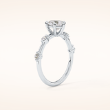 0.88 CT Pear Shaped Dainty Pave Moissanite Engagement Ring