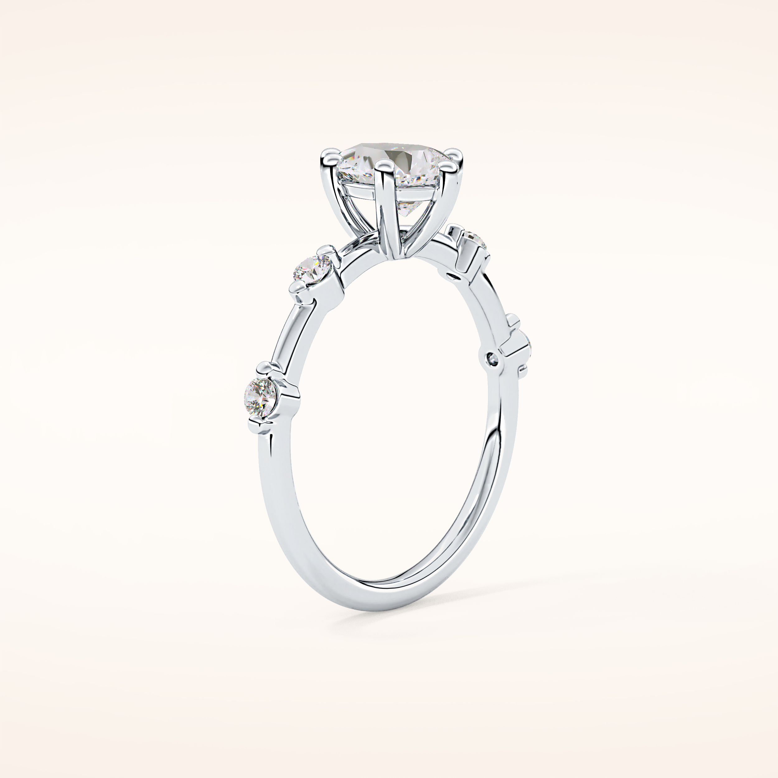0.88 CT Pear Shaped Dainty Pave Moissanite Engagement Ring