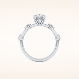 0.88 CT Pear Shaped Dainty Pave Moissanite Engagement Ring