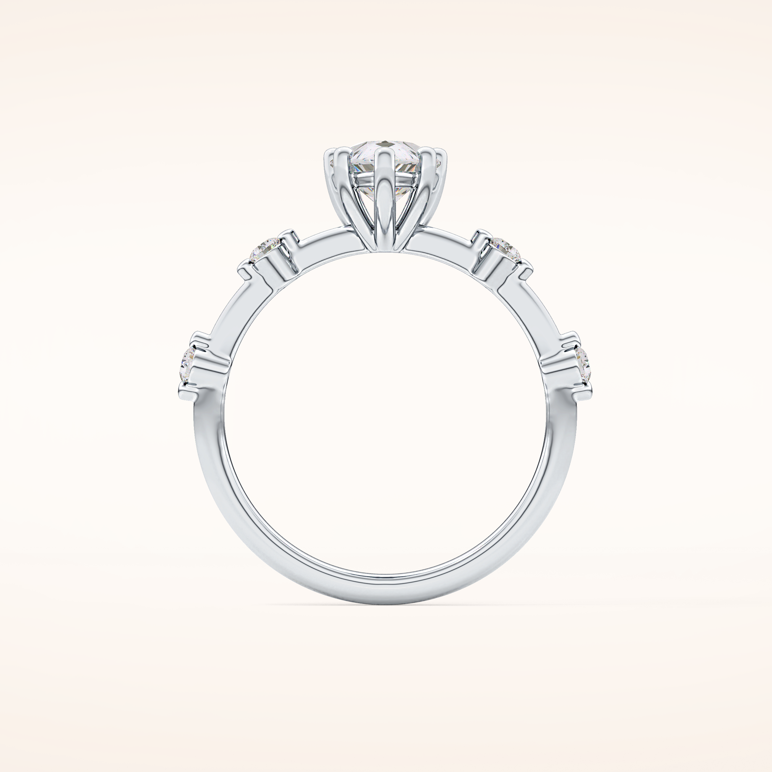 0.88 CT Pear Shaped Dainty Pave Moissanite Engagement Ring