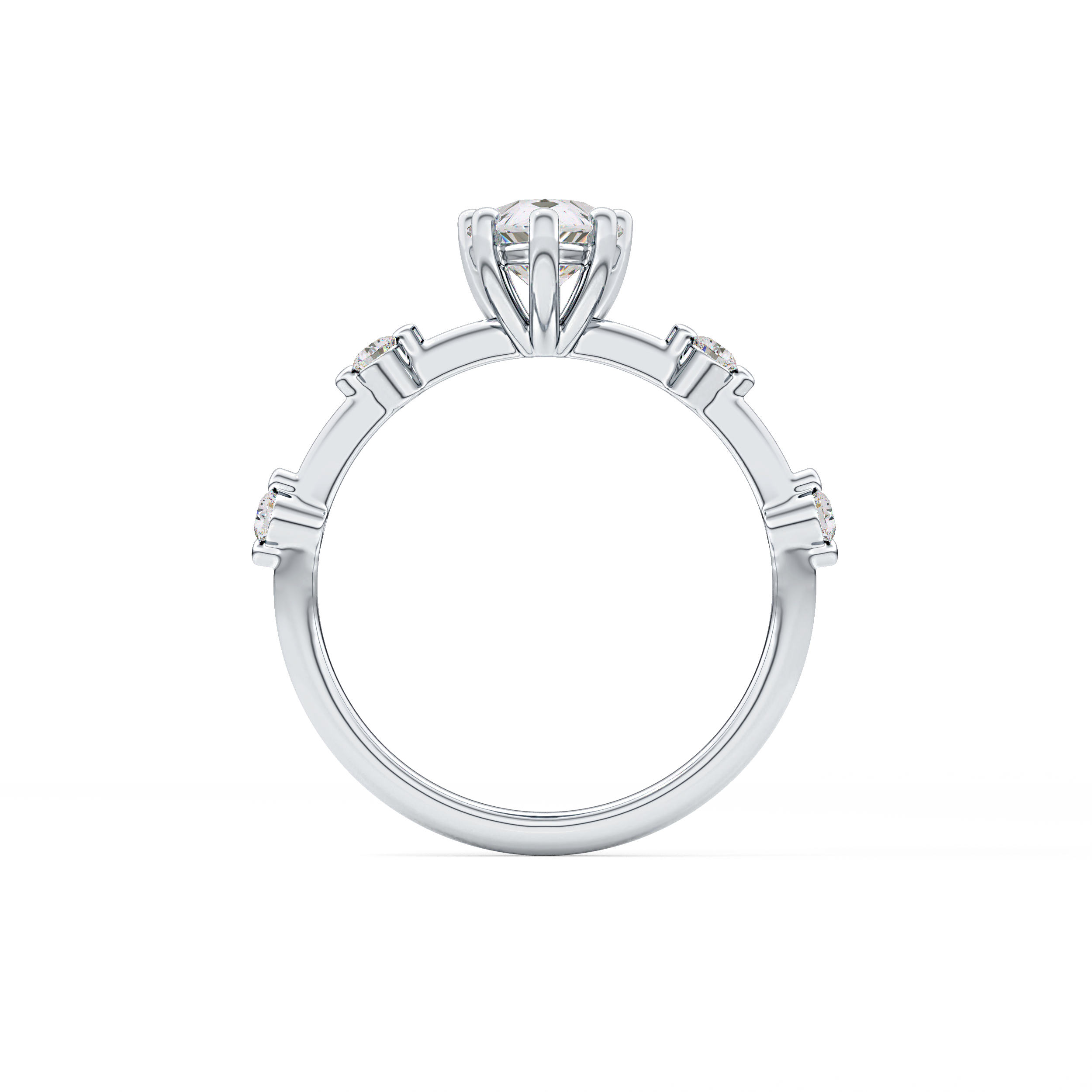 Pear Dainty Pave Lab Grown Diamond Engagement Ring