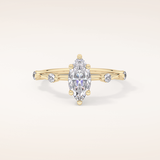 0.82 CT Marquise Shaped Dainty Pave Moissanite Engagement Ring