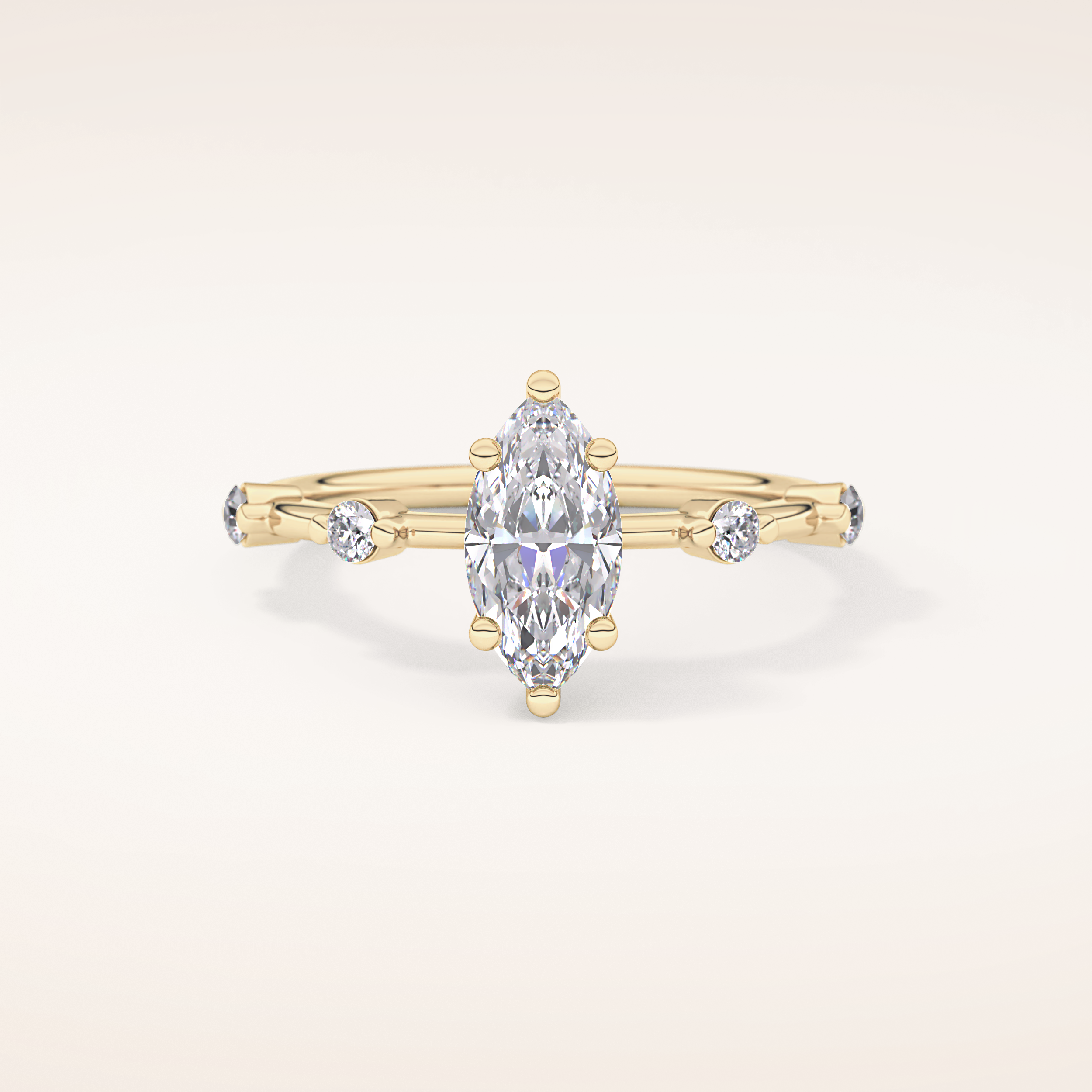 0.82 CT Marquise Shaped Dainty Pave Moissanite Engagement Ring