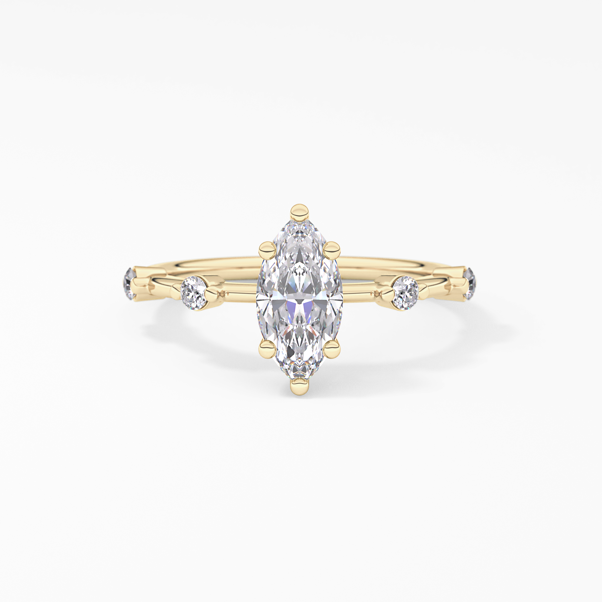 Marquise Dainty Pave Lab Grown Diamond Engagement Ring