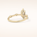 0.82 CT Marquise Shaped Dainty Pave Moissanite Engagement Ring