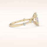 0.82 CT Marquise Shaped Dainty Pave Moissanite Engagement Ring