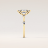 0.82 CT Marquise Shaped Dainty Pave Moissanite Engagement Ring