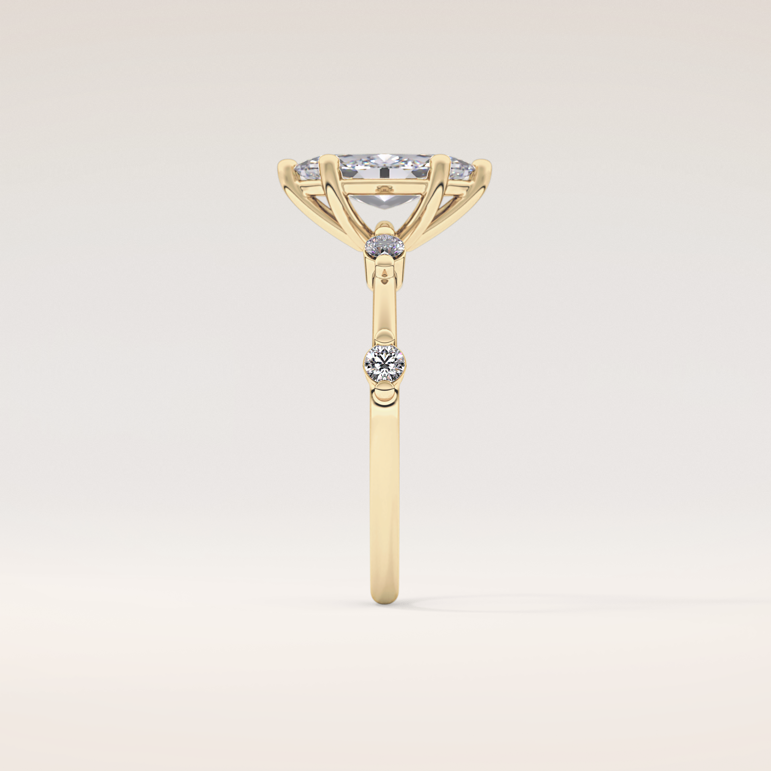 0.82 CT Marquise Shaped Dainty Pave Moissanite Engagement Ring