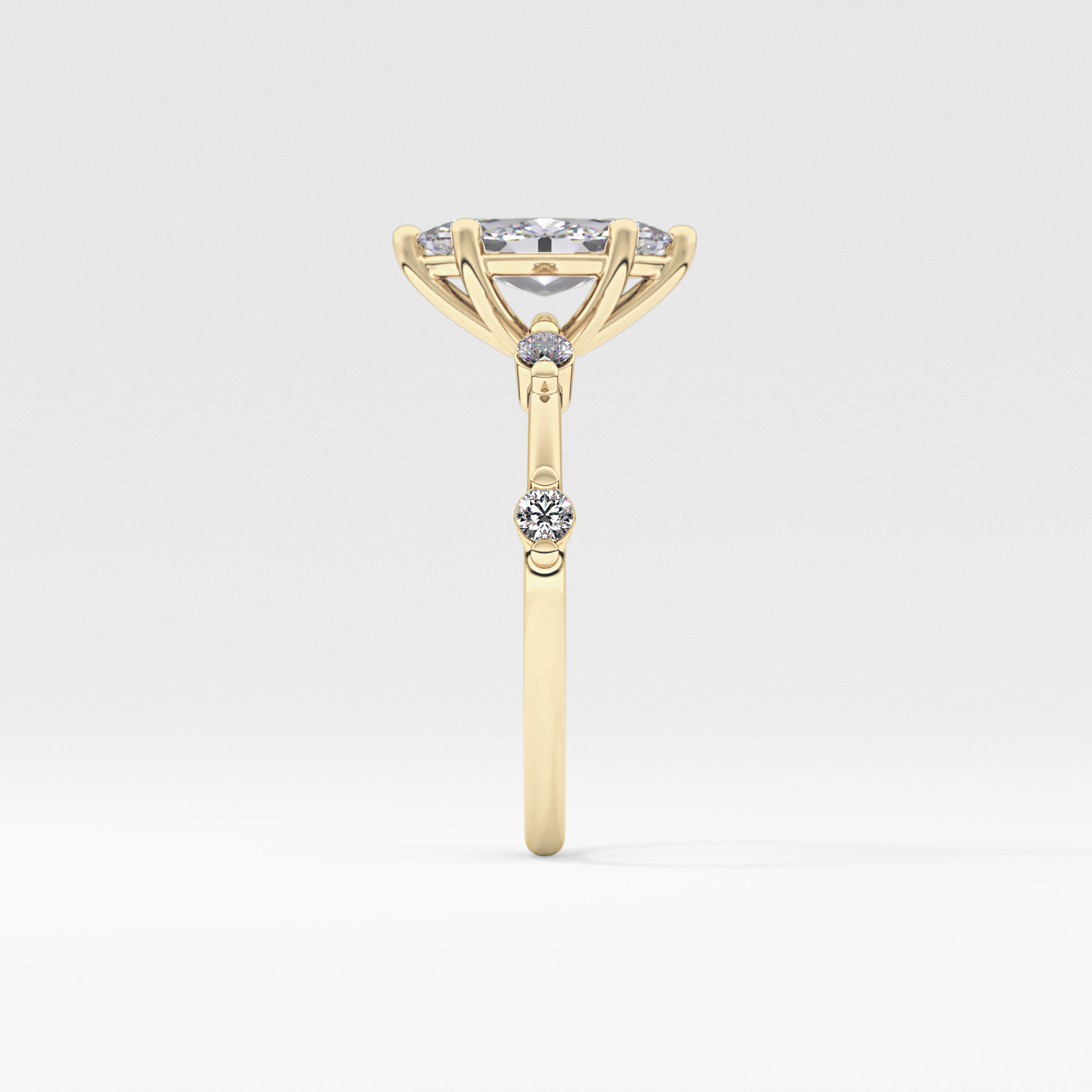 Marquise Dainty Pave Lab Grown Diamond Engagement Ring