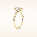 0.82 CT Marquise Shaped Dainty Pave Moissanite Engagement Ring