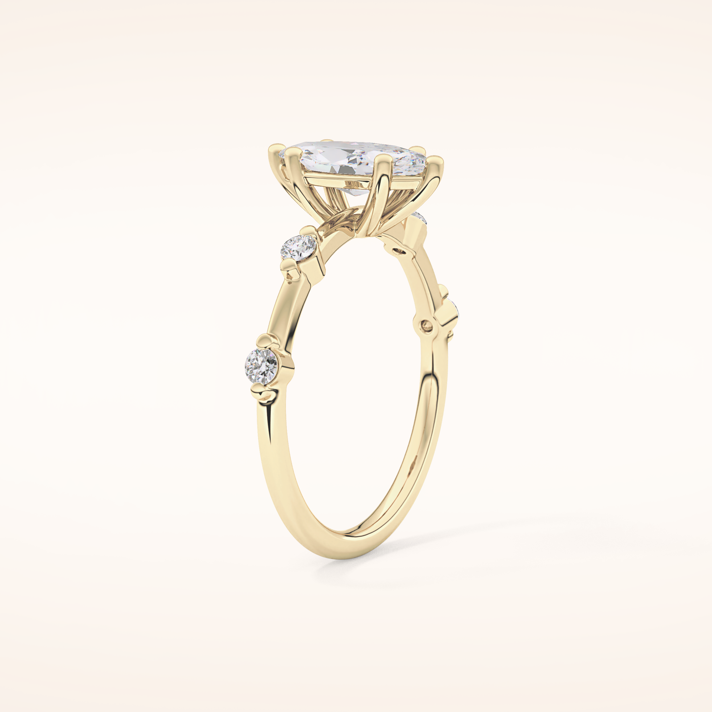 0.82 CT Marquise Shaped Dainty Pave Moissanite Engagement Ring