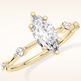 0.82 CT Marquise Shaped Dainty Pave Moissanite Engagement Ring
