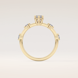 0.82 CT Marquise Shaped Dainty Pave Moissanite Engagement Ring
