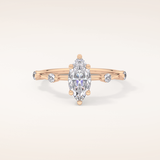 0.82 CT Marquise Shaped Dainty Pave Moissanite Engagement Ring