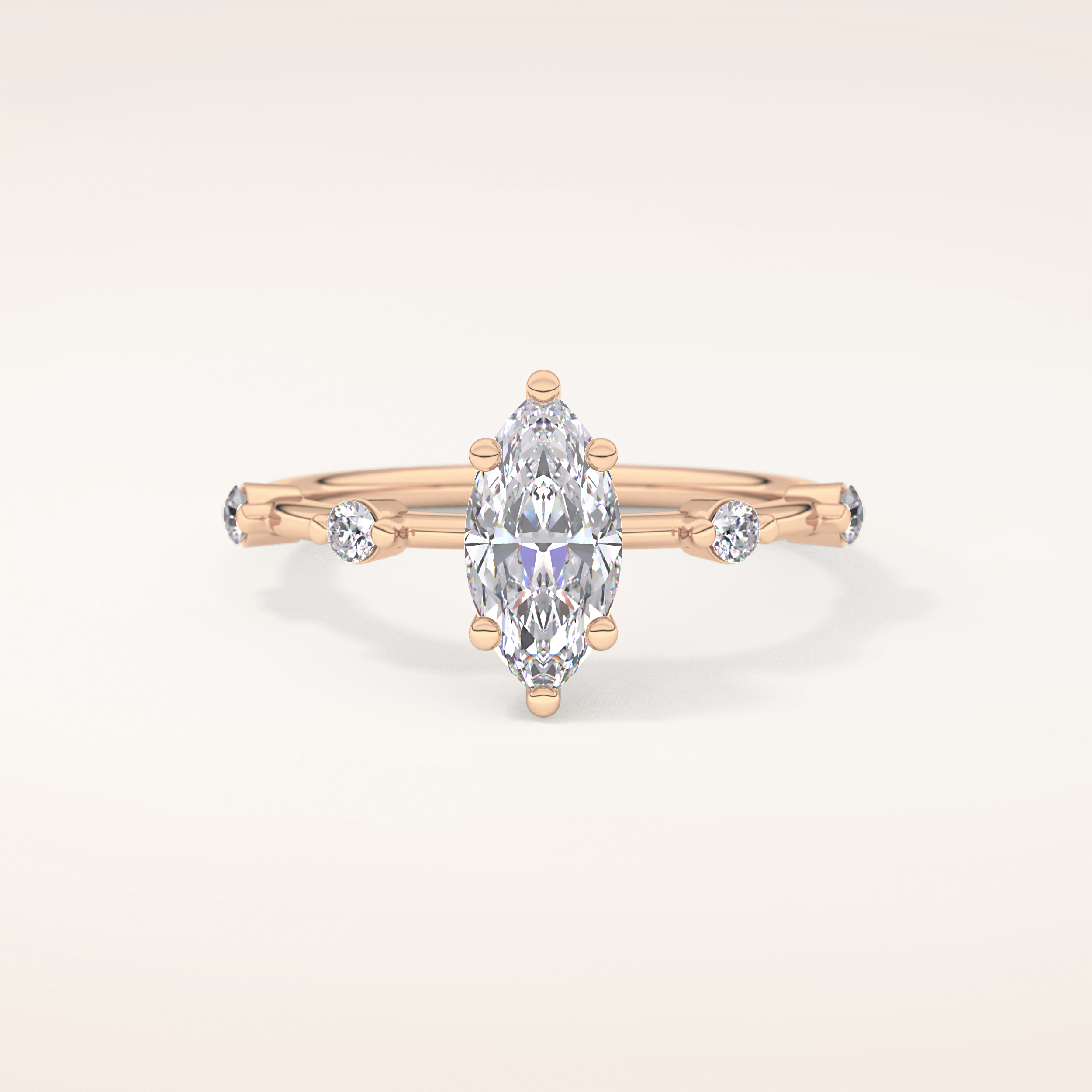 0.82 CT Marquise Shaped Dainty Pave Moissanite Engagement Ring