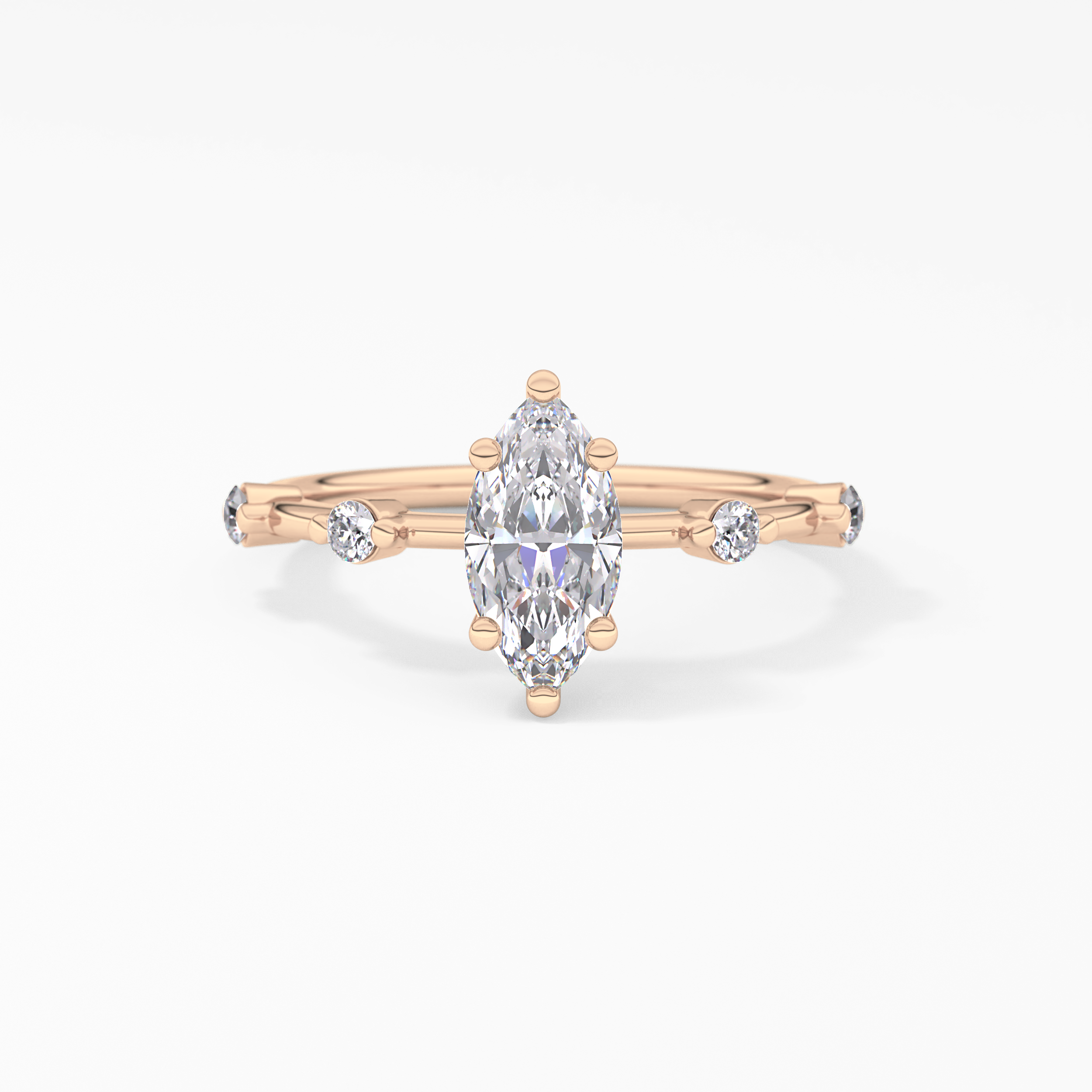 Marquise Dainty Pave Lab Grown Diamond Engagement Ring
