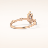 0.82 CT Marquise Shaped Dainty Pave Moissanite Engagement Ring