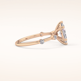 0.82 CT Marquise Shaped Dainty Pave Moissanite Engagement Ring