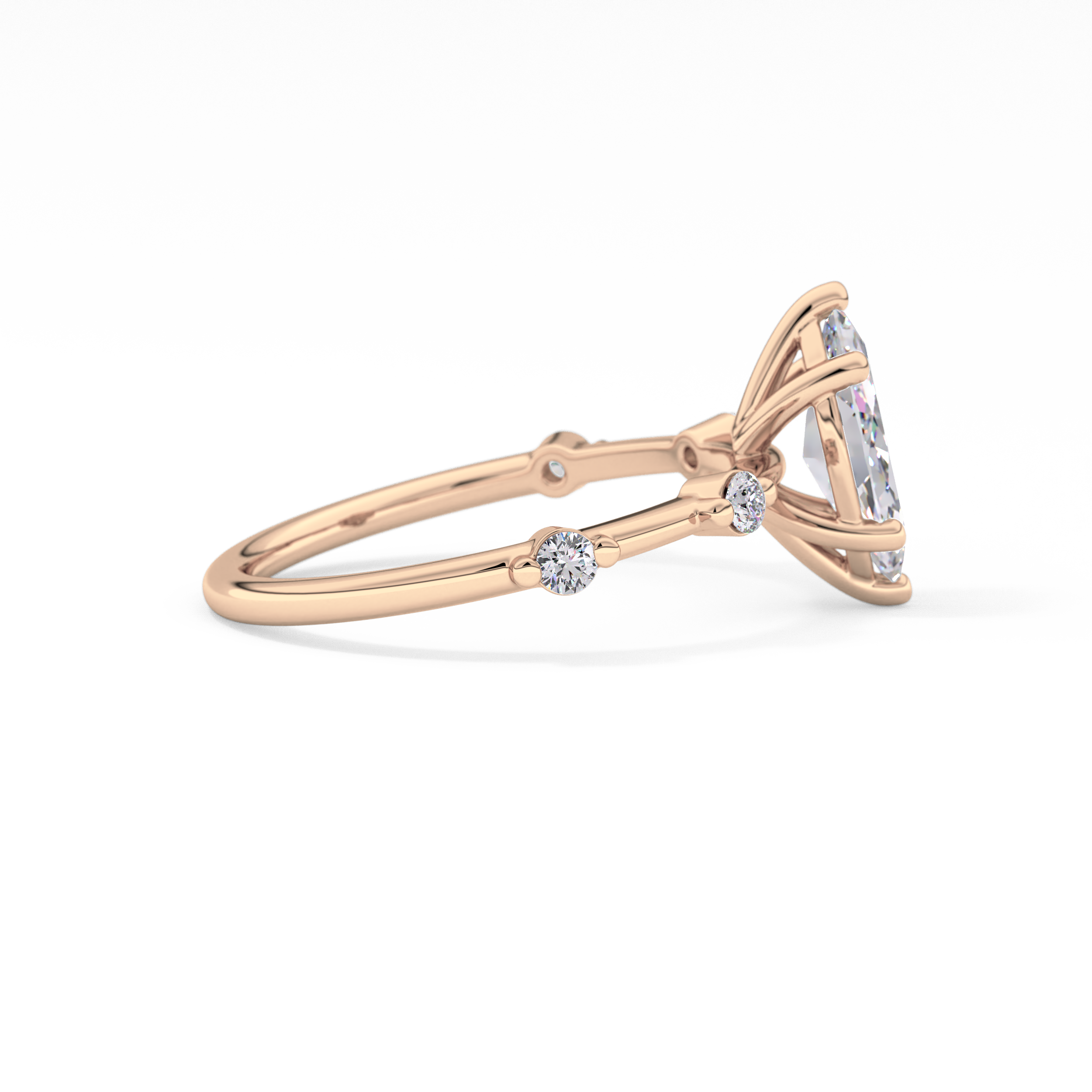 Marquise Dainty Pave Lab Grown Diamond Engagement Ring