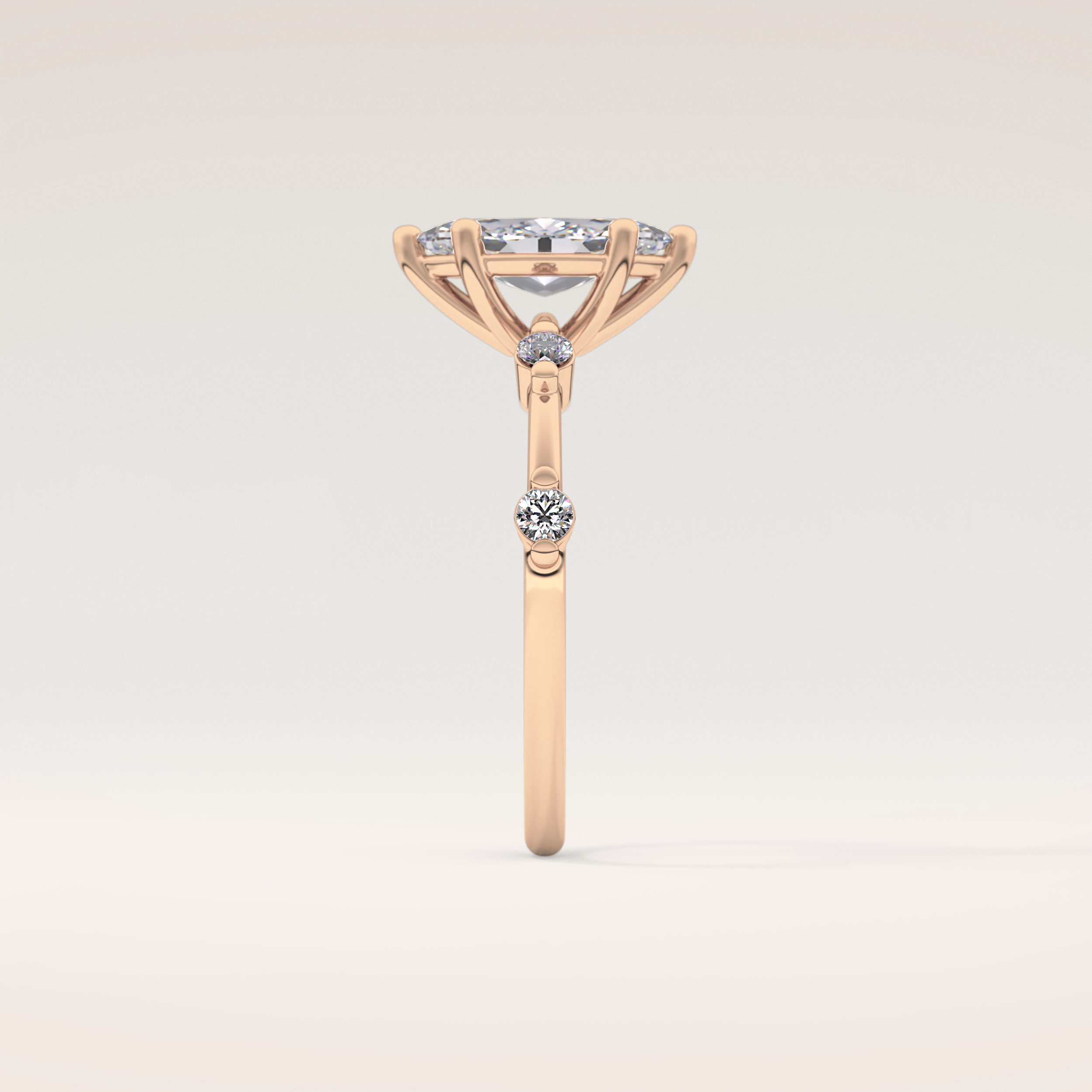 0.82 CT Marquise Shaped Dainty Pave Moissanite Engagement Ring