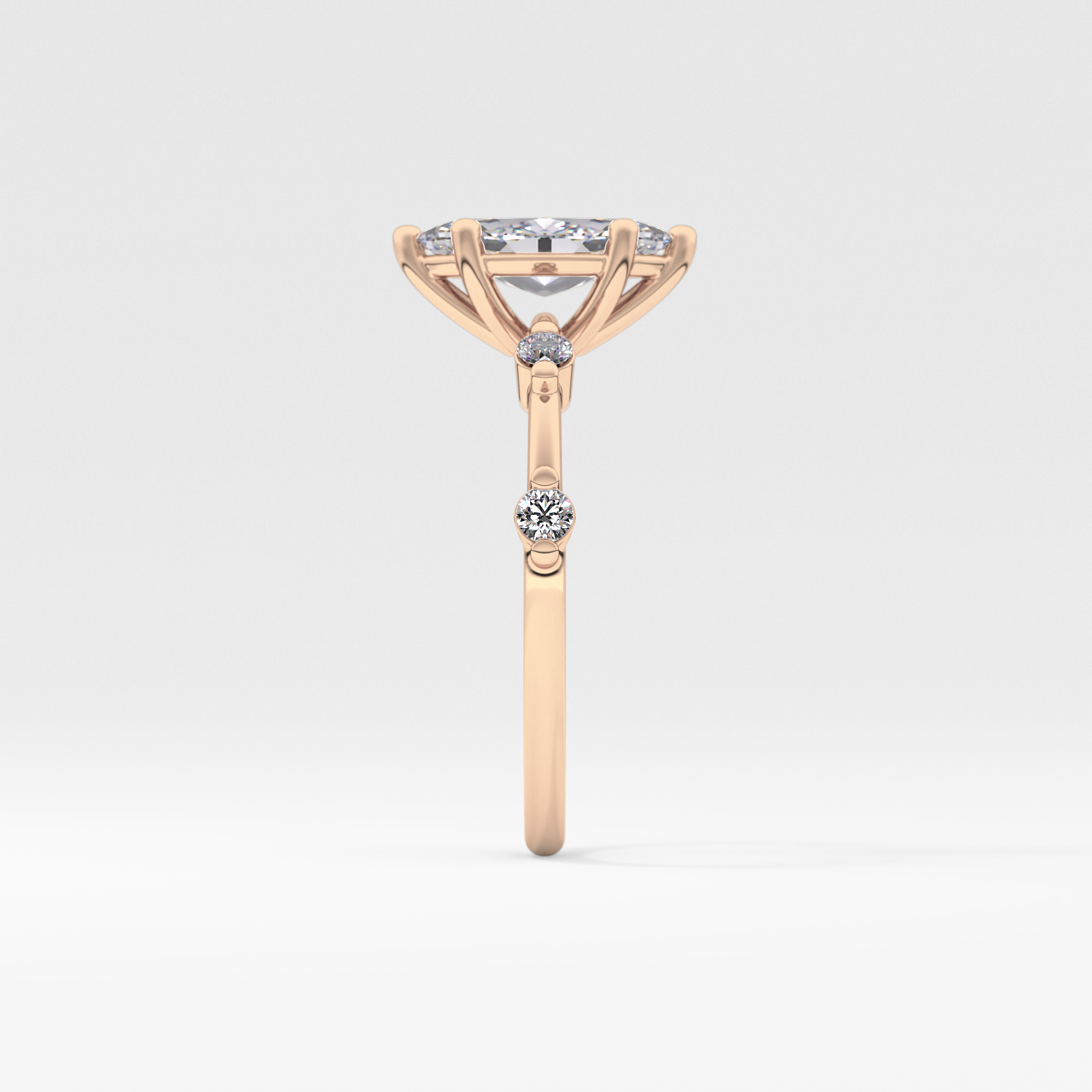 Marquise Dainty Pave Lab Grown Diamond Engagement Ring