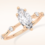 0.82 CT Marquise Shaped Dainty Pave Moissanite Engagement Ring