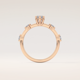 0.82 CT Marquise Shaped Dainty Pave Moissanite Engagement Ring