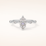 0.82 CT Marquise Shaped Dainty Pave Moissanite Engagement Ring