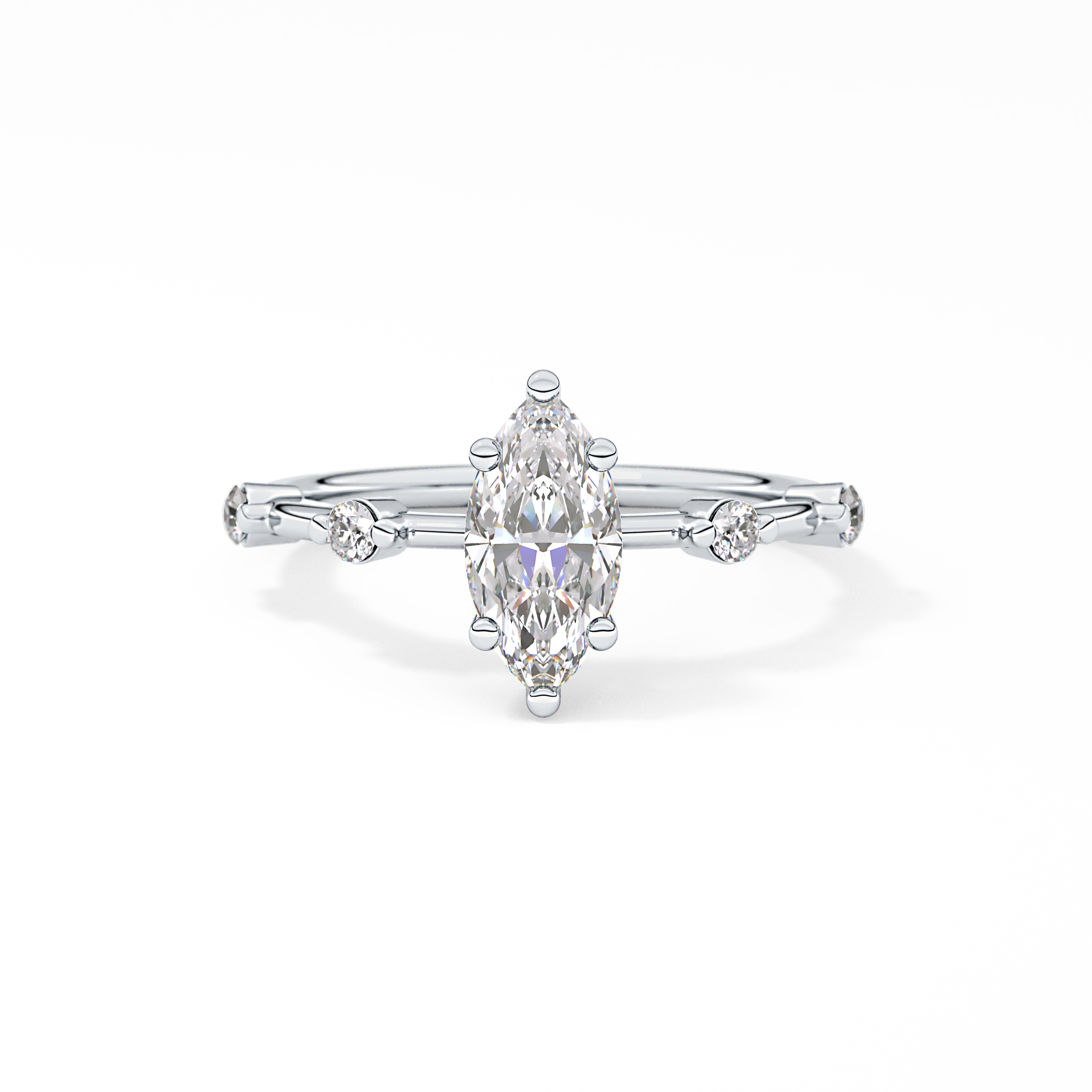Marquise Dainty Pave Lab Grown Diamond Engagement Ring