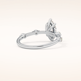 0.82 CT Marquise Shaped Dainty Pave Moissanite Engagement Ring