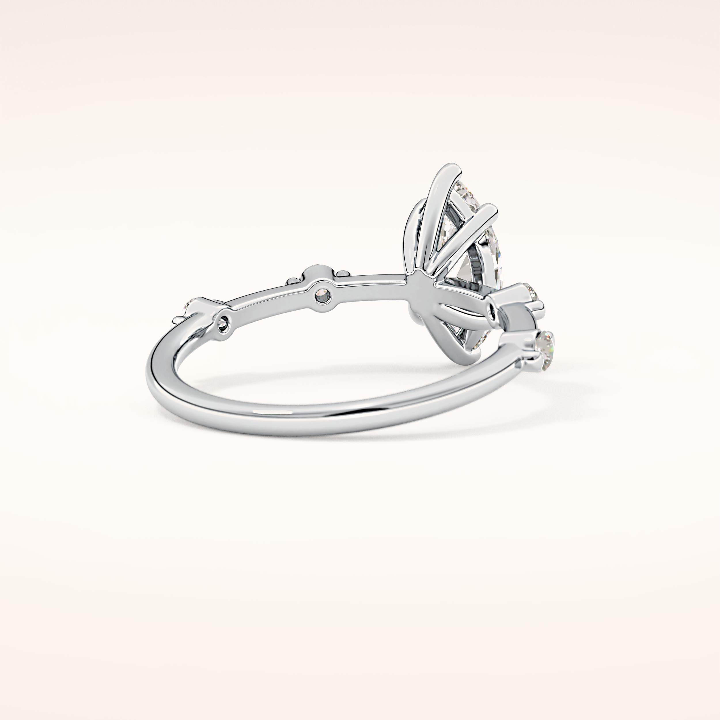 0.82 CT Marquise Shaped Dainty Pave Moissanite Engagement Ring