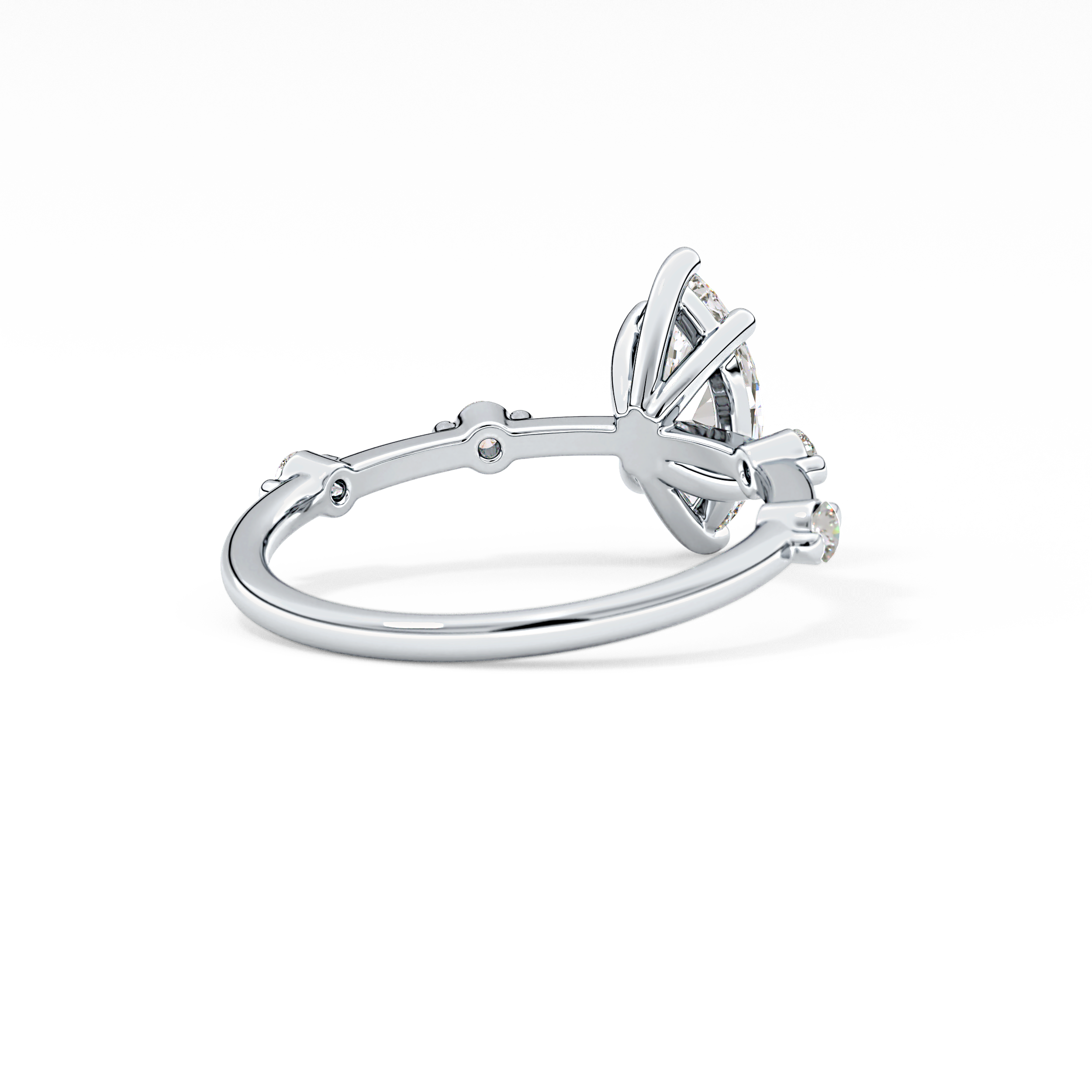 Marquise Dainty Pave Lab Grown Diamond Engagement Ring
