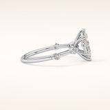 0.82 CT Marquise Shaped Dainty Pave Moissanite Engagement Ring