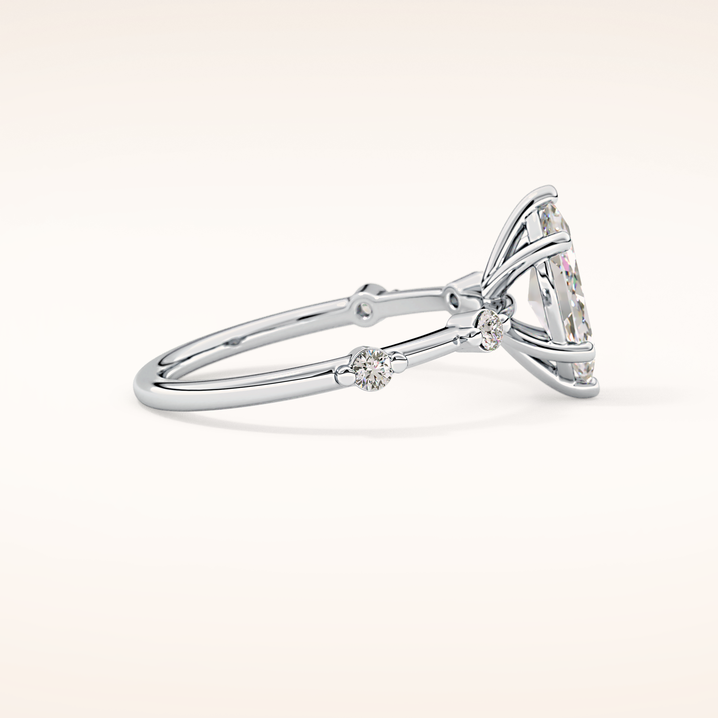 0.82 CT Marquise Shaped Dainty Pave Moissanite Engagement Ring