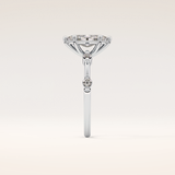 0.82 CT Marquise Shaped Dainty Pave Moissanite Engagement Ring