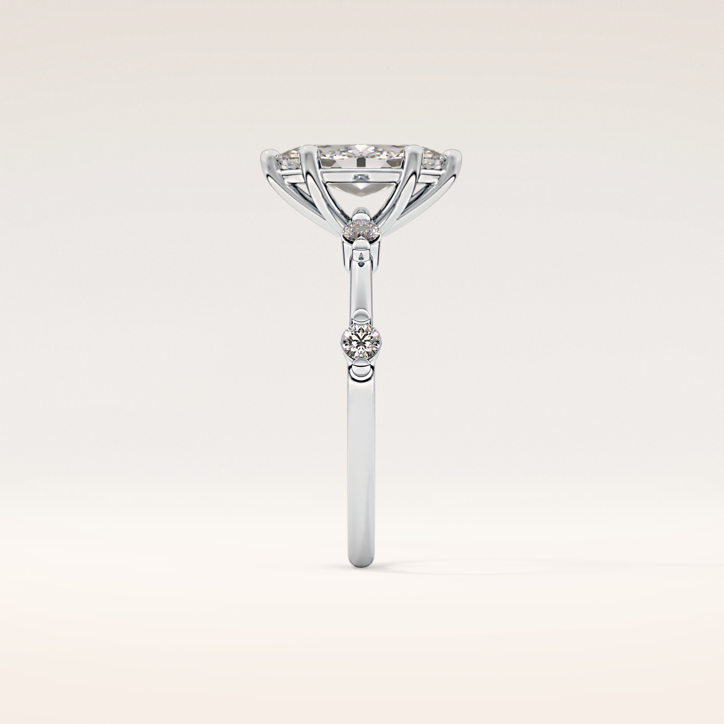 0.82 CT Marquise Shaped Dainty Pave Moissanite Engagement Ring