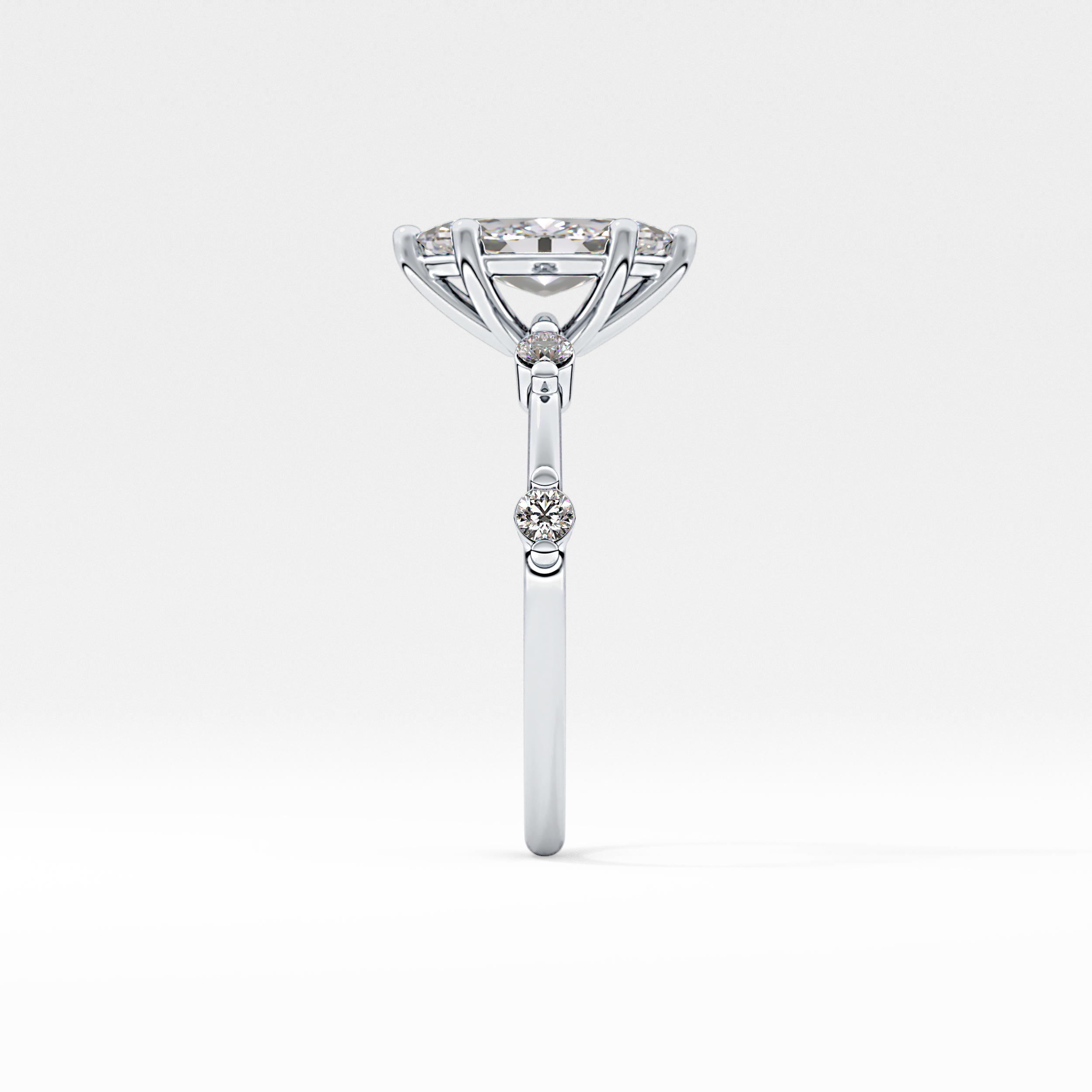 Marquise Dainty Pave Lab Grown Diamond Engagement Ring