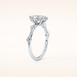 0.82 CT Marquise Shaped Dainty Pave Moissanite Engagement Ring