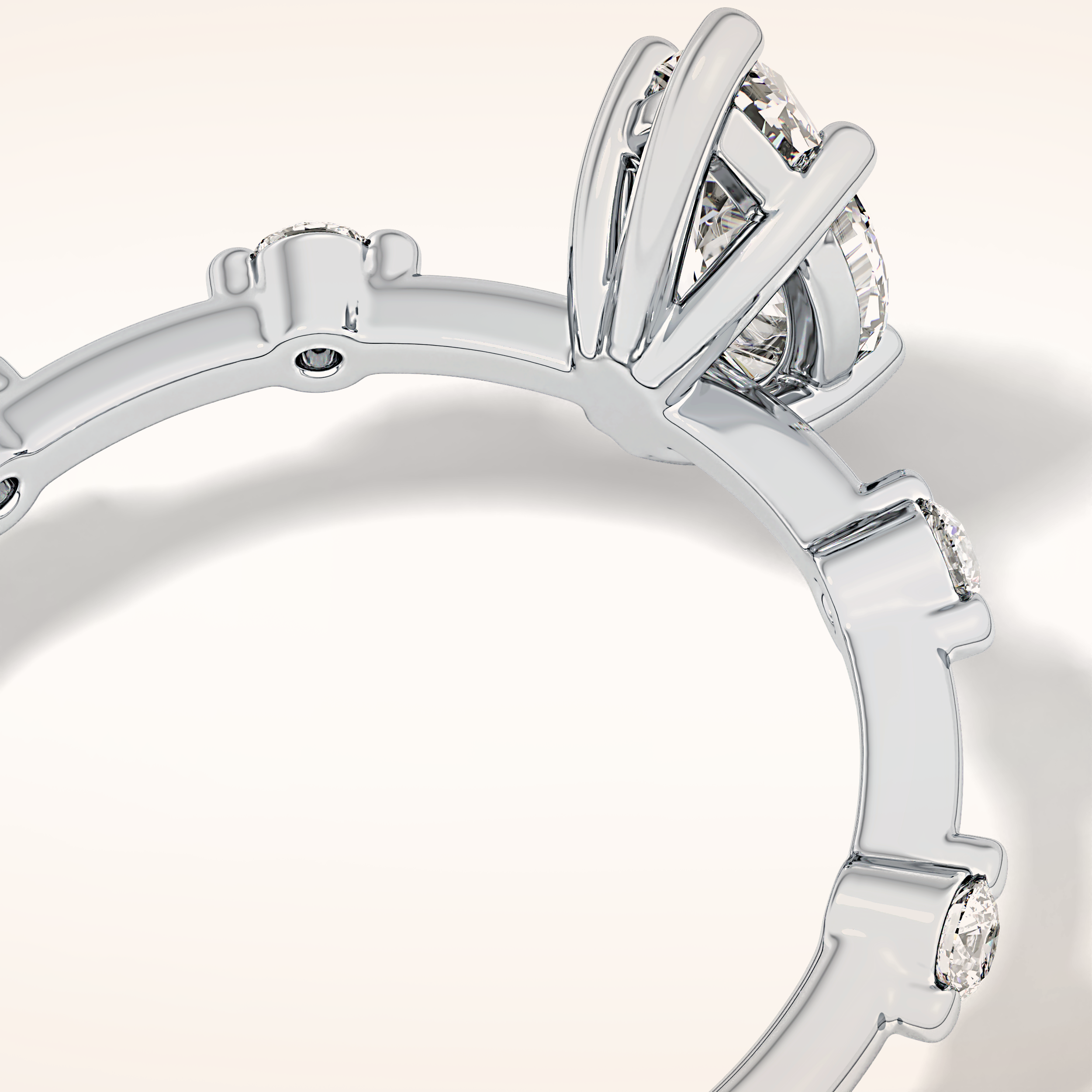 0.82 CT Marquise Shaped Dainty Pave Moissanite Engagement Ring