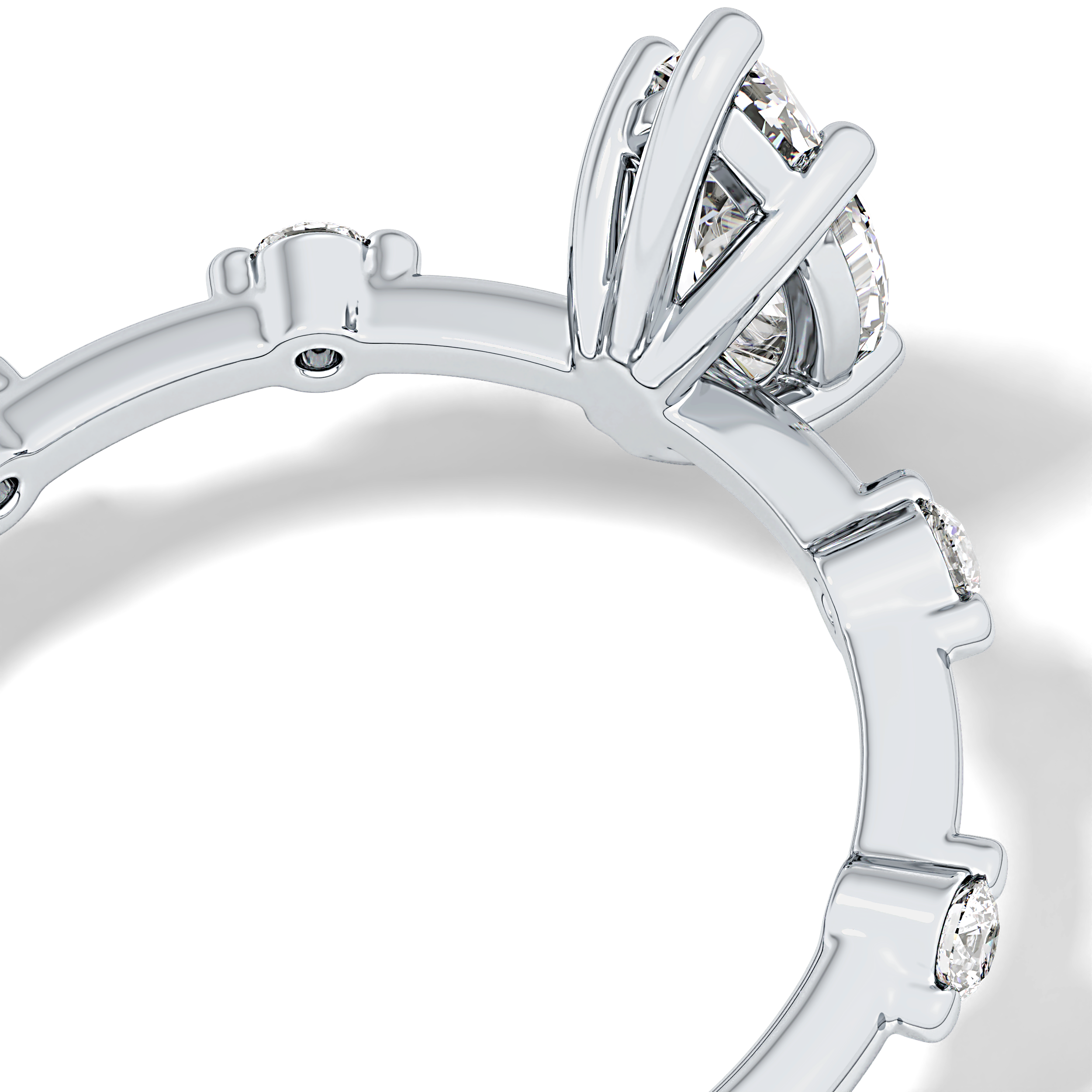 Marquise Dainty Pave Lab Grown Diamond Engagement Ring