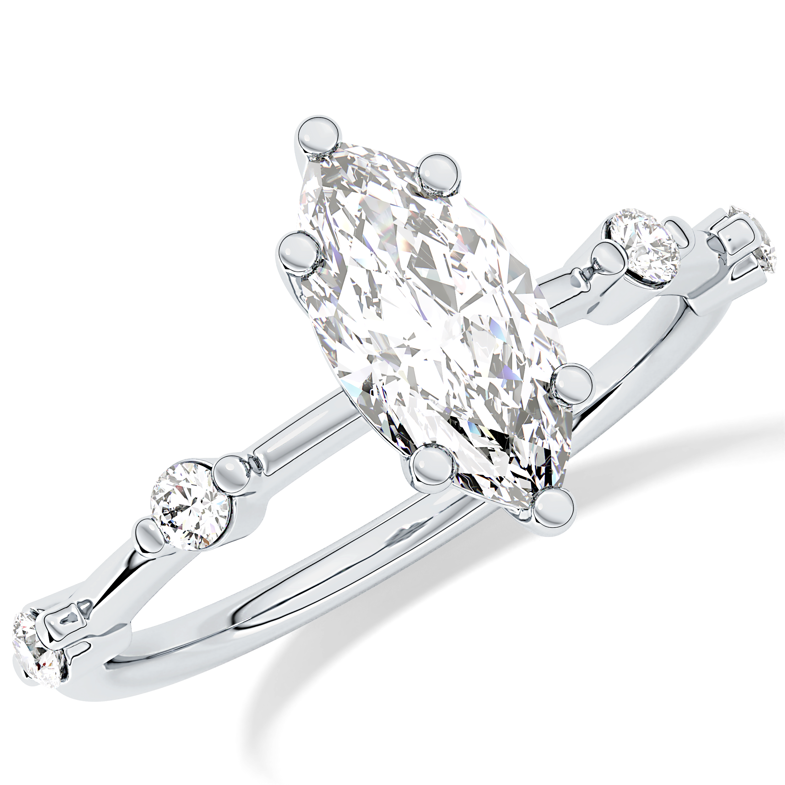 Marquise Dainty Pave Lab Grown Diamond Engagement Ring