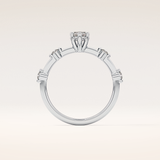 0.82 CT Marquise Shaped Dainty Pave Moissanite Engagement Ring