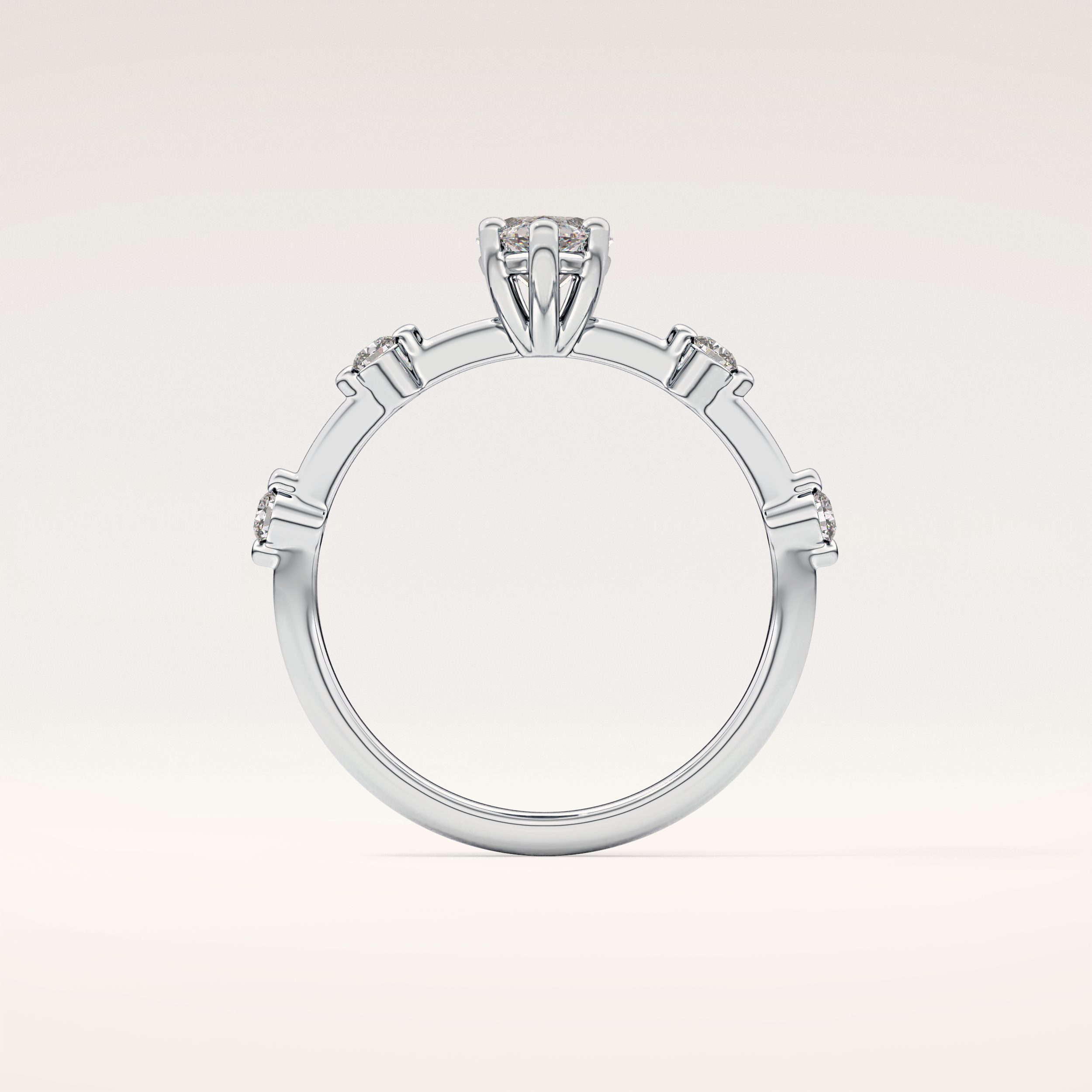 0.82 CT Marquise Shaped Dainty Pave Moissanite Engagement Ring